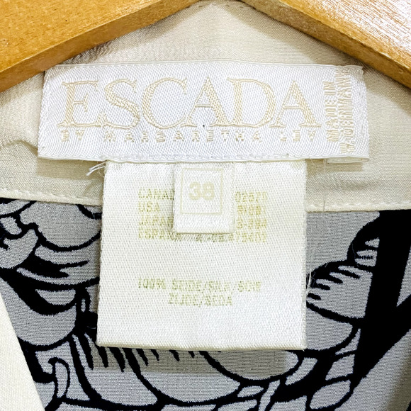 Escada By Margaretha Ley Blouse Women's Size 38 Beige Nautical Print Button Up - Picture 7 of 13